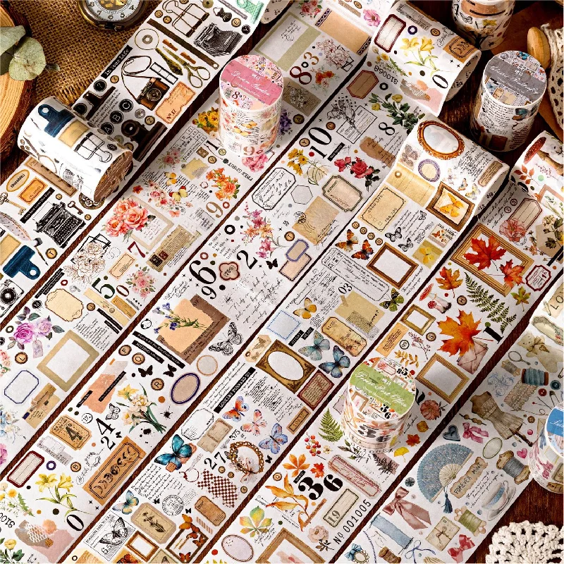 Cinta de Papel Washi de 6 estilos, Serie de museo Retro, decoración de mano Retro, Material de reciclaje, pegatinas