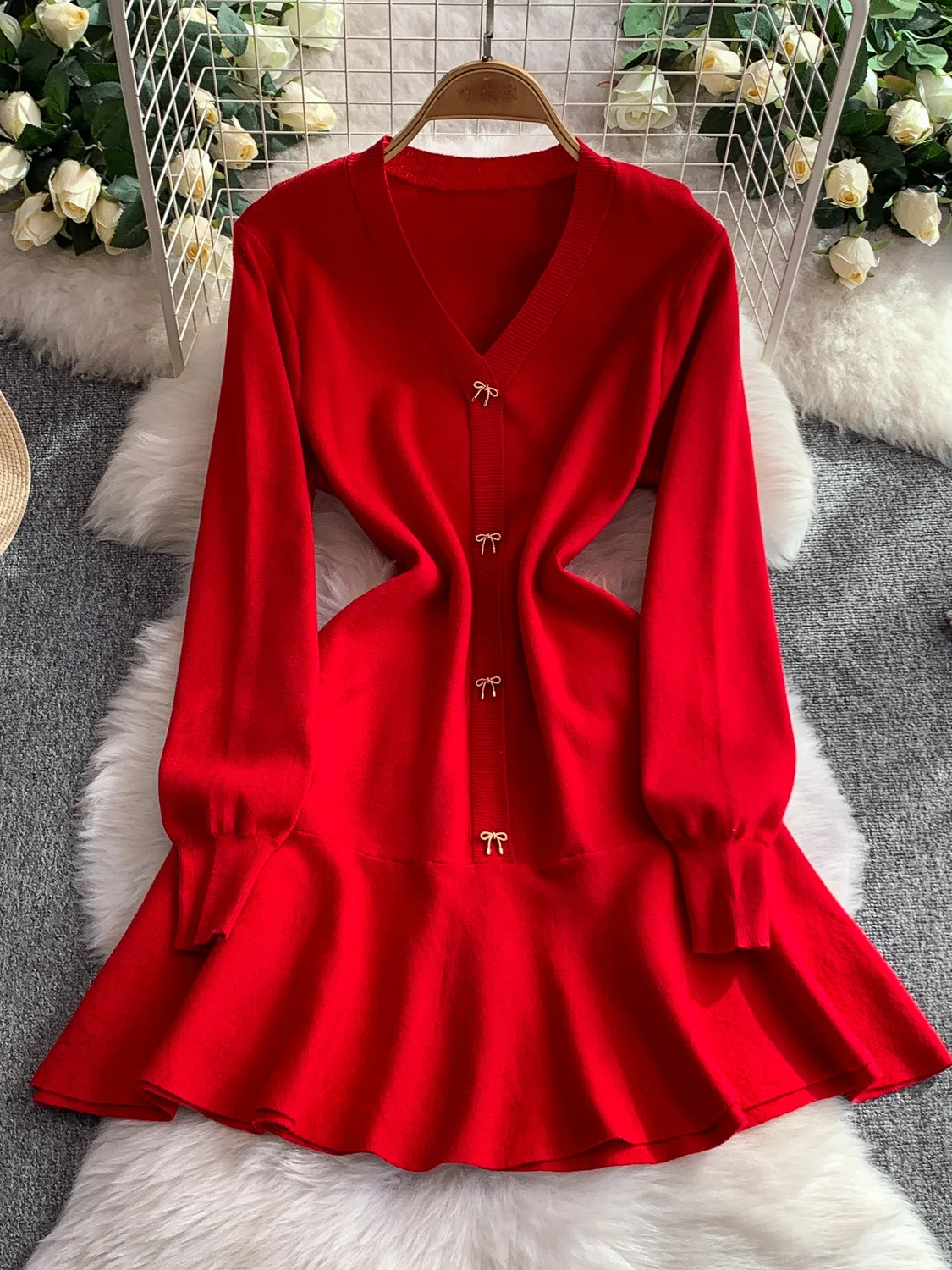 Ele V-Ne Knitted Dr… - image