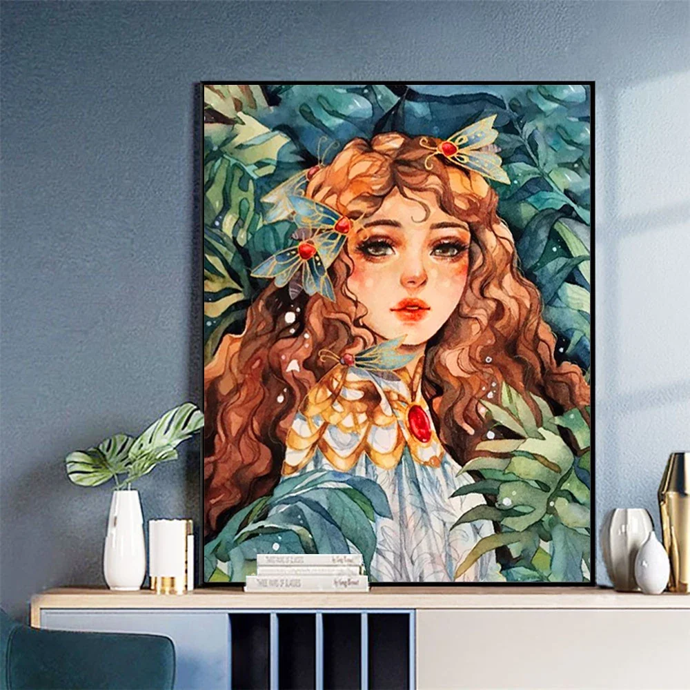 XUEQIXIAOZU 5D DIY Cartoon Girl Portrait Diamond Painting Full Square/Round Diamond Embroidery Handmade Mosaic Home Decoration