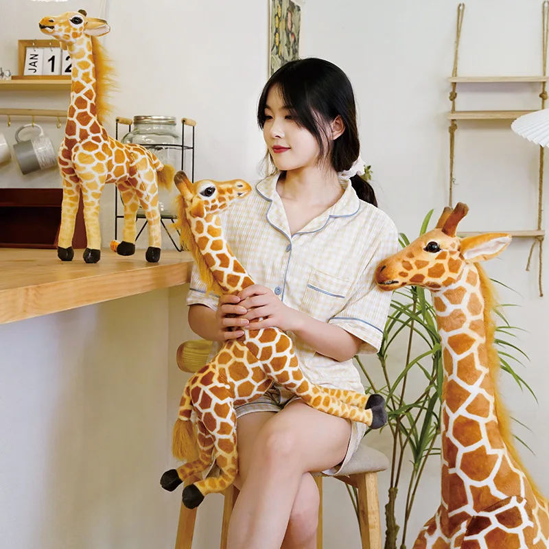 50/60cm Stand Realistic Giraffe Plush Toy Dolls Fluffy Lifelike Forest Animals Stuffed Dolls Imitation Home Decor Plush Pillow