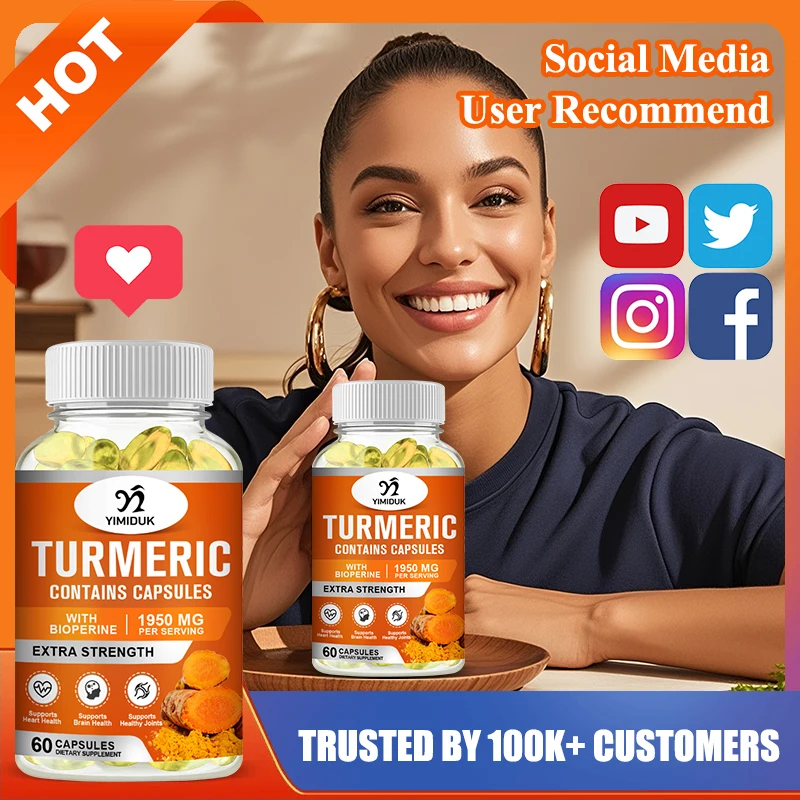 

Yimiduk Turmeric Curcumin Capsules, with Black Pepper, for Antioxidant, Joint Health, Cardiovascular, Liver Detox, Non GMO