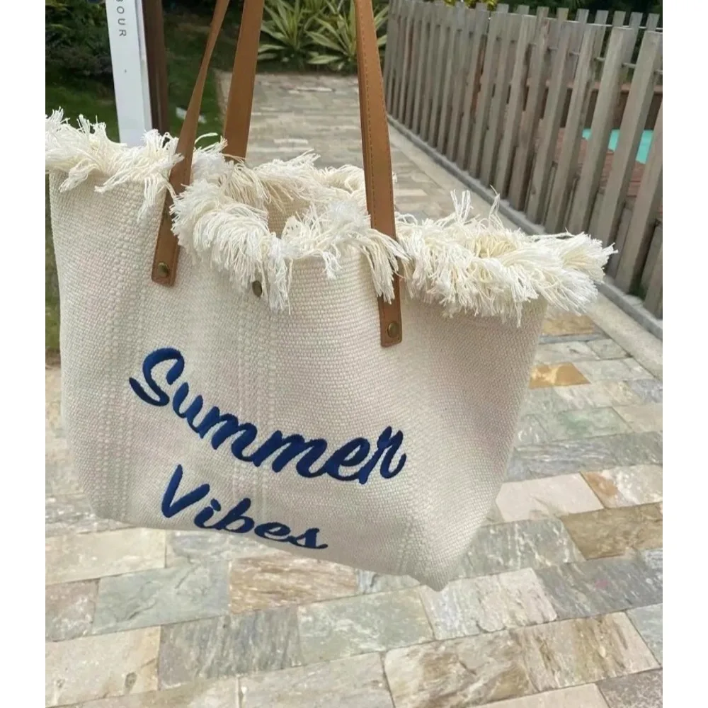 

Large-capacity literary and leisure tote bag women's summer new fashion trendy woven bag high-end shoulder bag