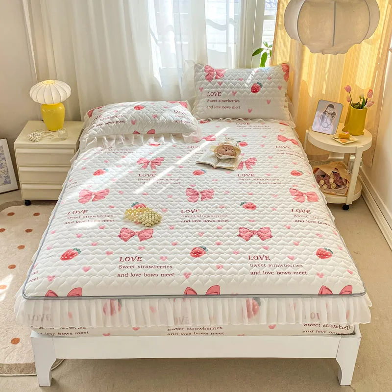 

1pc Printed Lace Bedsheet,Skin Friendly Comfortable Cotton Antibacterial Bed Cover Protective Cover,Suitable For Bedroom Bedding