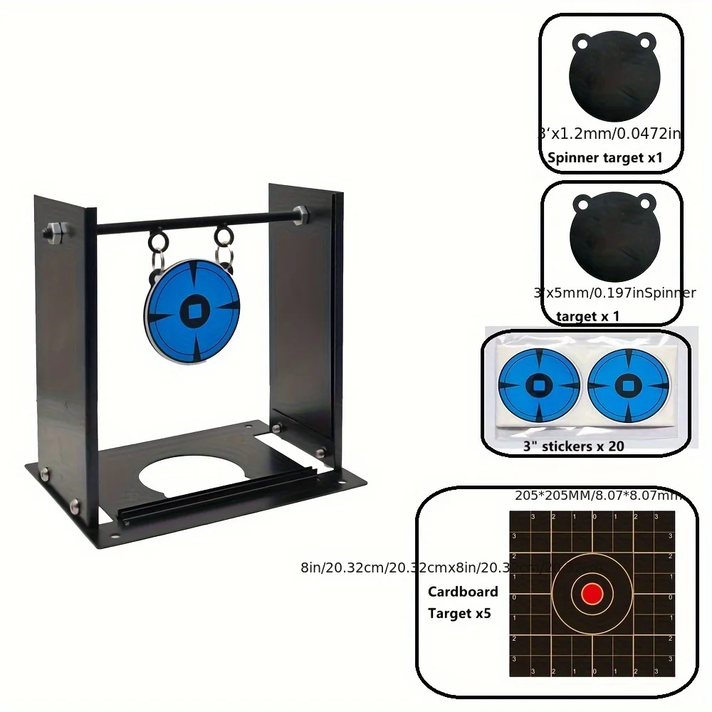 

FANDAO Heavy Duty Shooting Target Stand with 2 Thick 360° Rotating Metal Targets 5 Extra Sticky Papers Outdoor Shooting Practice