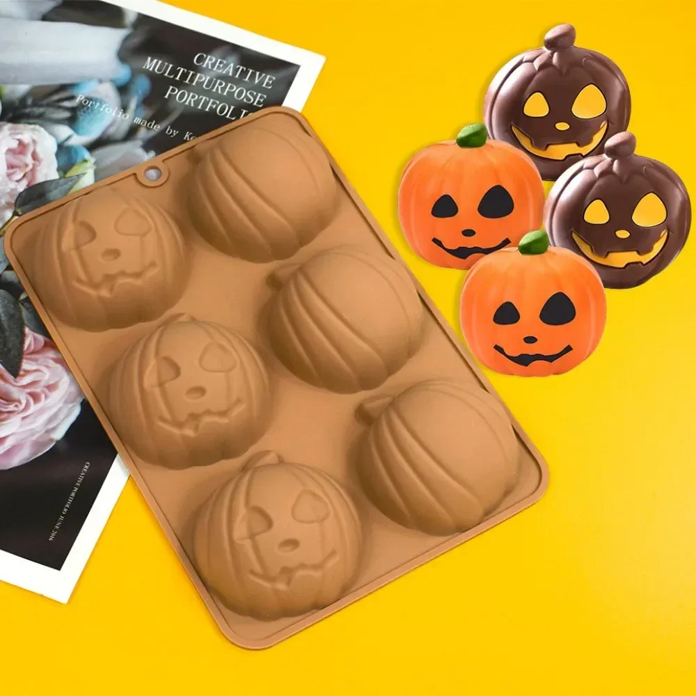 

Multicavity Demon Expression Pumpkin Silicone Chocolate Mold Cushaw Look Candy Biscuit Mould Ice Tray Halloween Cake Decor Gifts