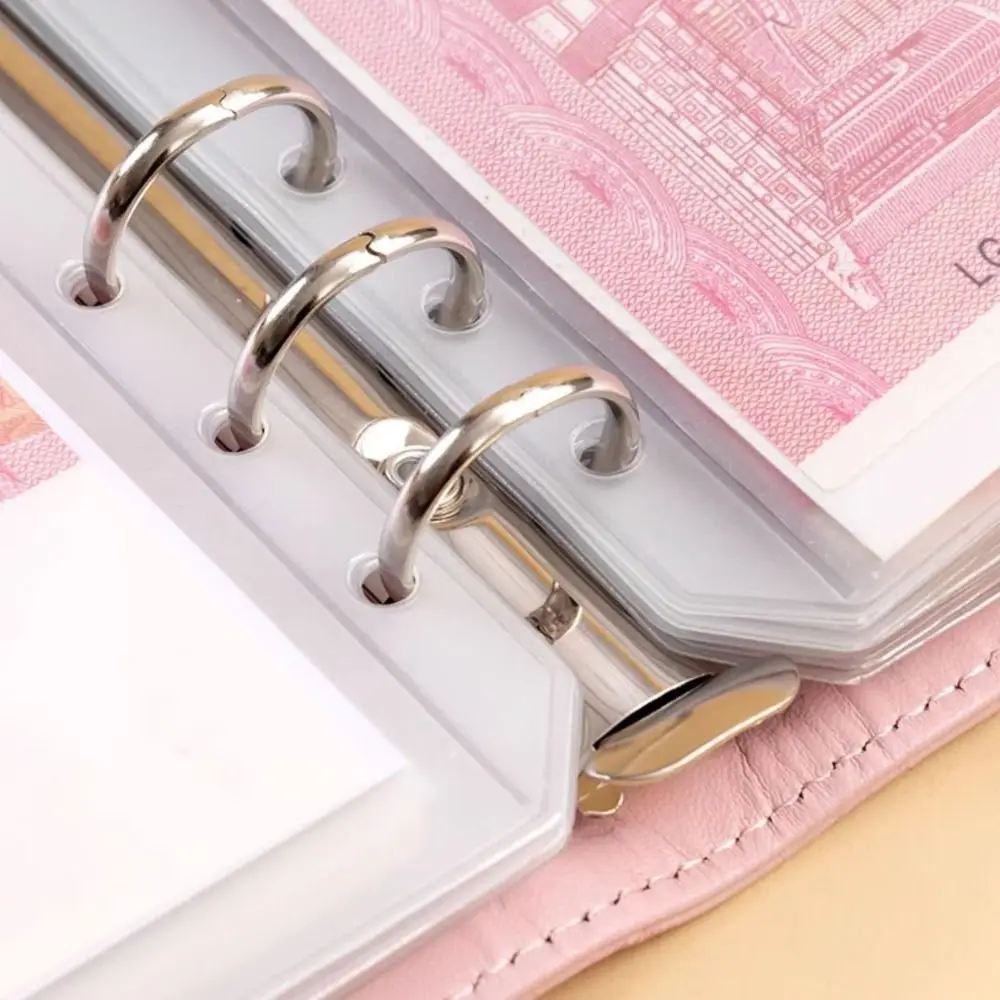 Efficient A6 Cash Budget Ledger Magnetic button Macaron Color Loose-leaf Notebook Daily Plan Ruler PU Leather Folder