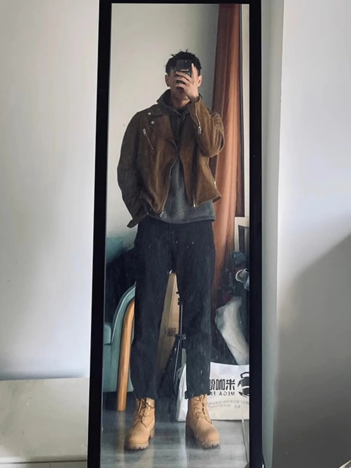 

Bla Fce Lined Thi Straight Leg Men's Jeans Cleanfit Sle for Autumn Winter Wear with Boots Teen Faion Trend