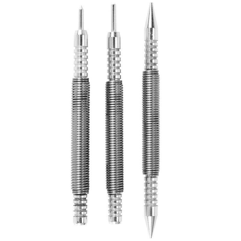 3 Pcs Nail Set and Hinge Pin Tool Center Punch Spring Loaded Nail Set for Door 1/32 Inch 1/16 Inch Dual , 1/8 Inch