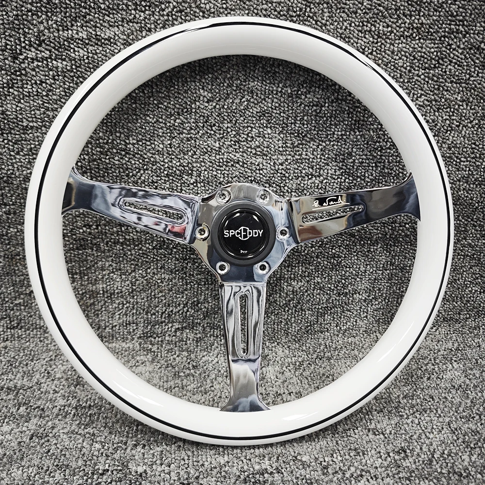 Spceddy MCX Polishing Steering Wheel 14inch 350mm Concave White Color Drift Steering Wheels ABS Car Accessories