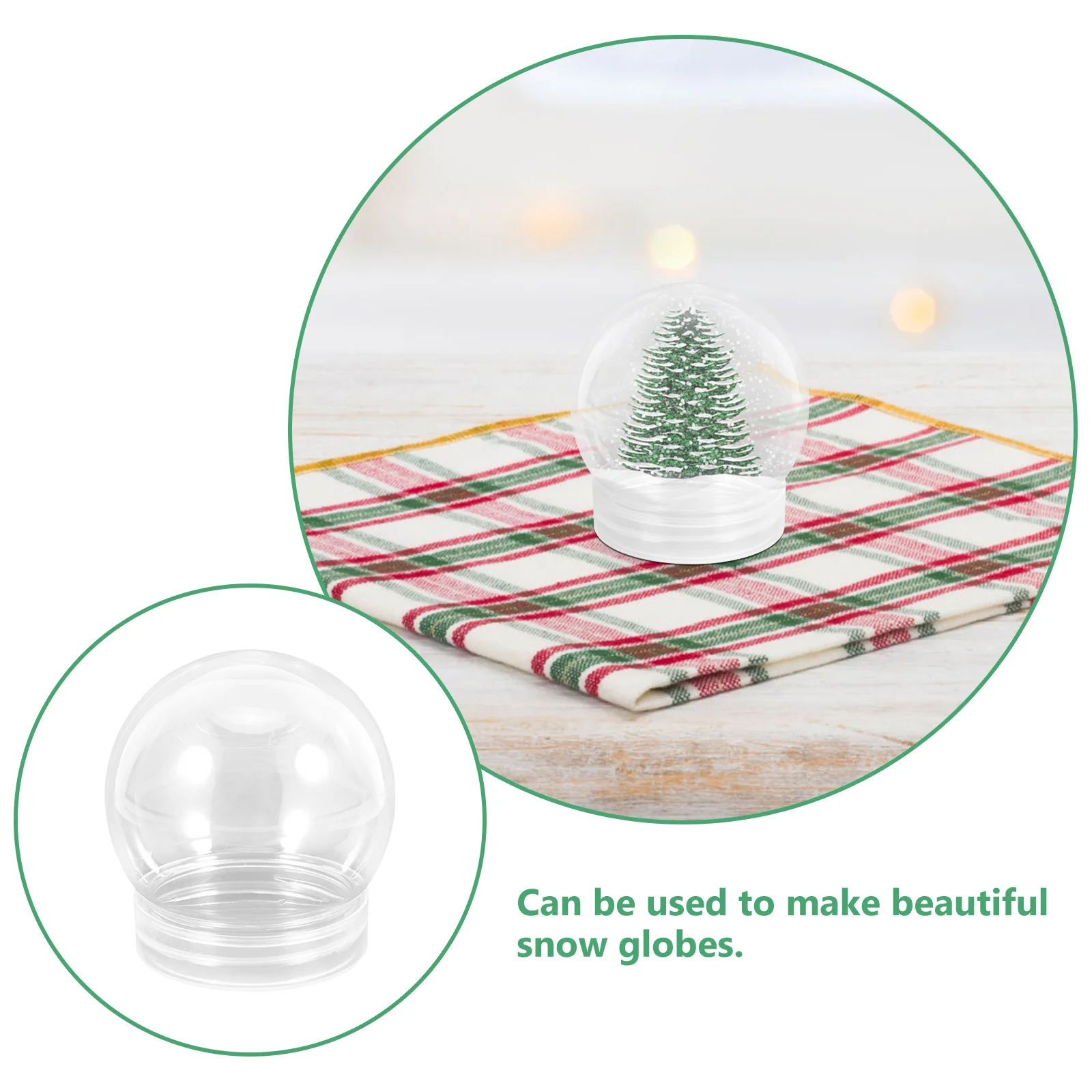 10 Pcs DIY Christmas Snow Globe Clear Ornaments Water Globes Prop Plastic Cap Snowballs