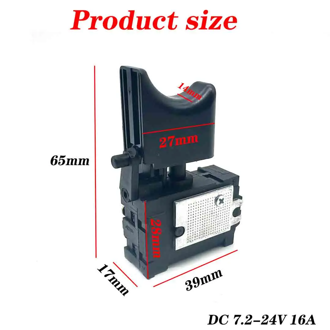 تيار مستمر 7.2-24 فولت 16A 5E4 لبطارية ليثيوم مفتاح مثقاب لاسلكي التحكم في السرعة مفتاح الزناد الكهربائي مع ضوء صغير ﻿