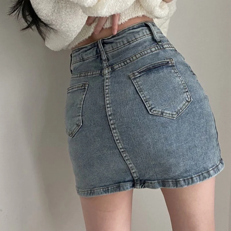 Korean High Waist Denim Mini Skirt Women Sexy Fashion Casual Summer Skirts Female Loose Slim Fit Y2K Tight Bag Hip Short Skirts