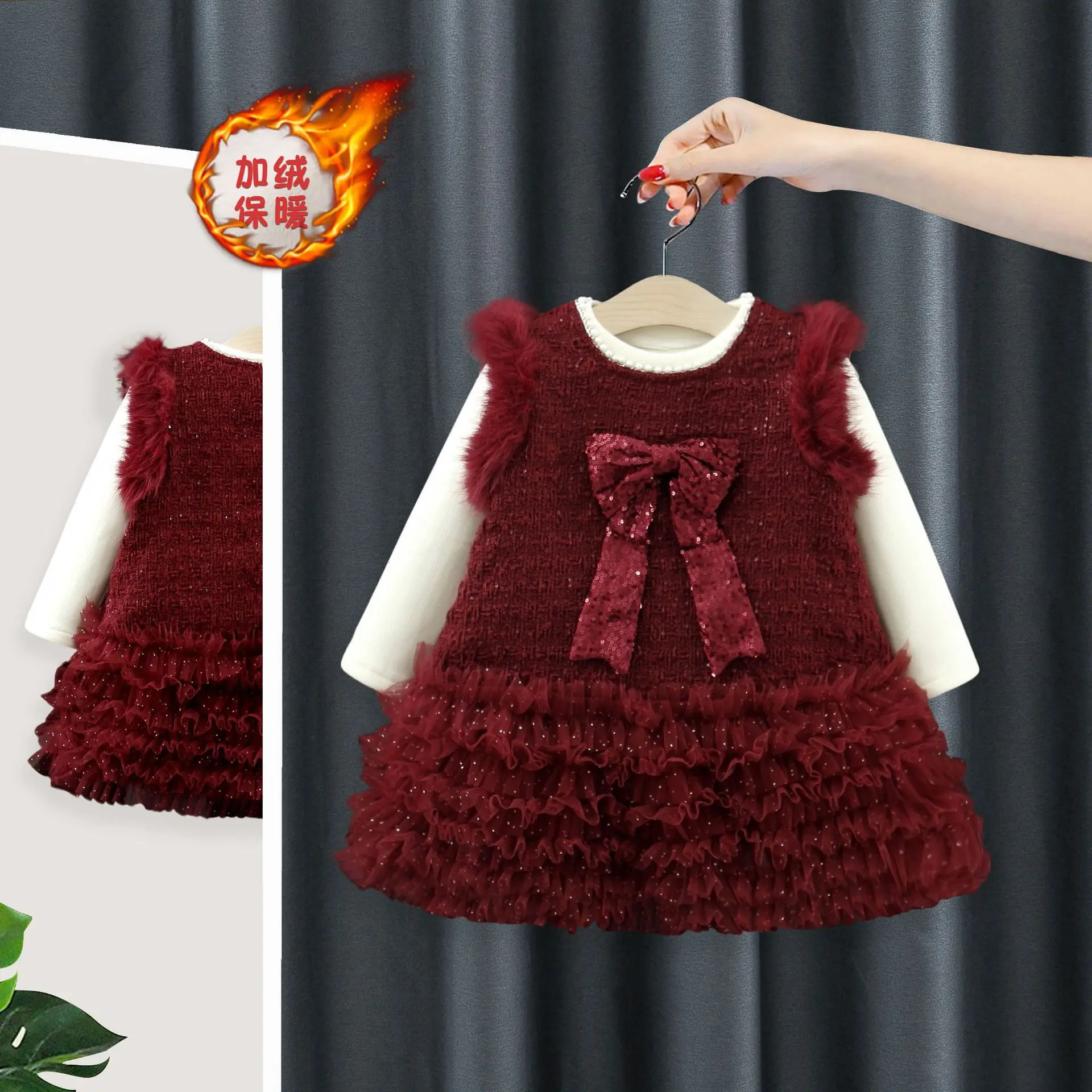 

new autumn spring girl underwear vest dress top clothes 2pc cotton children baby kids students fashion 73-110 1-4y red