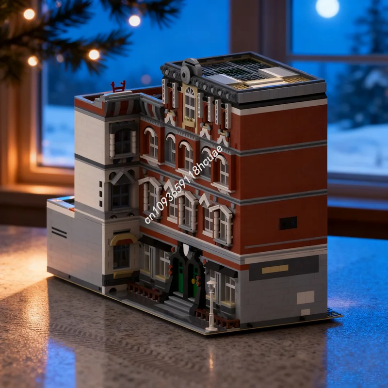 4710개 MOC 모듈러 학교 역방향 코너 모델 블록 크리스마스 선물 조립 장난감 DIY 창의적 교육