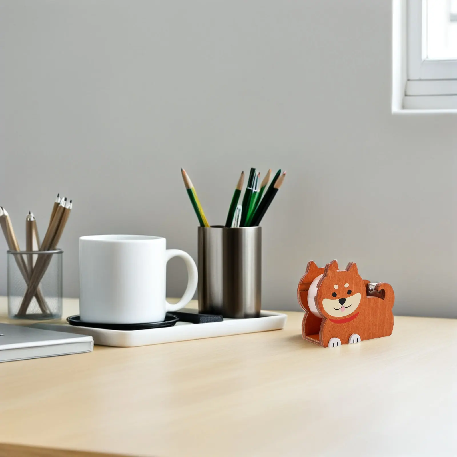 1Set Animal Design Tape Dispenser Non Slip Weighted Desktop Cutter for Washi Masking Paper Tape Craft Office Study Decorative