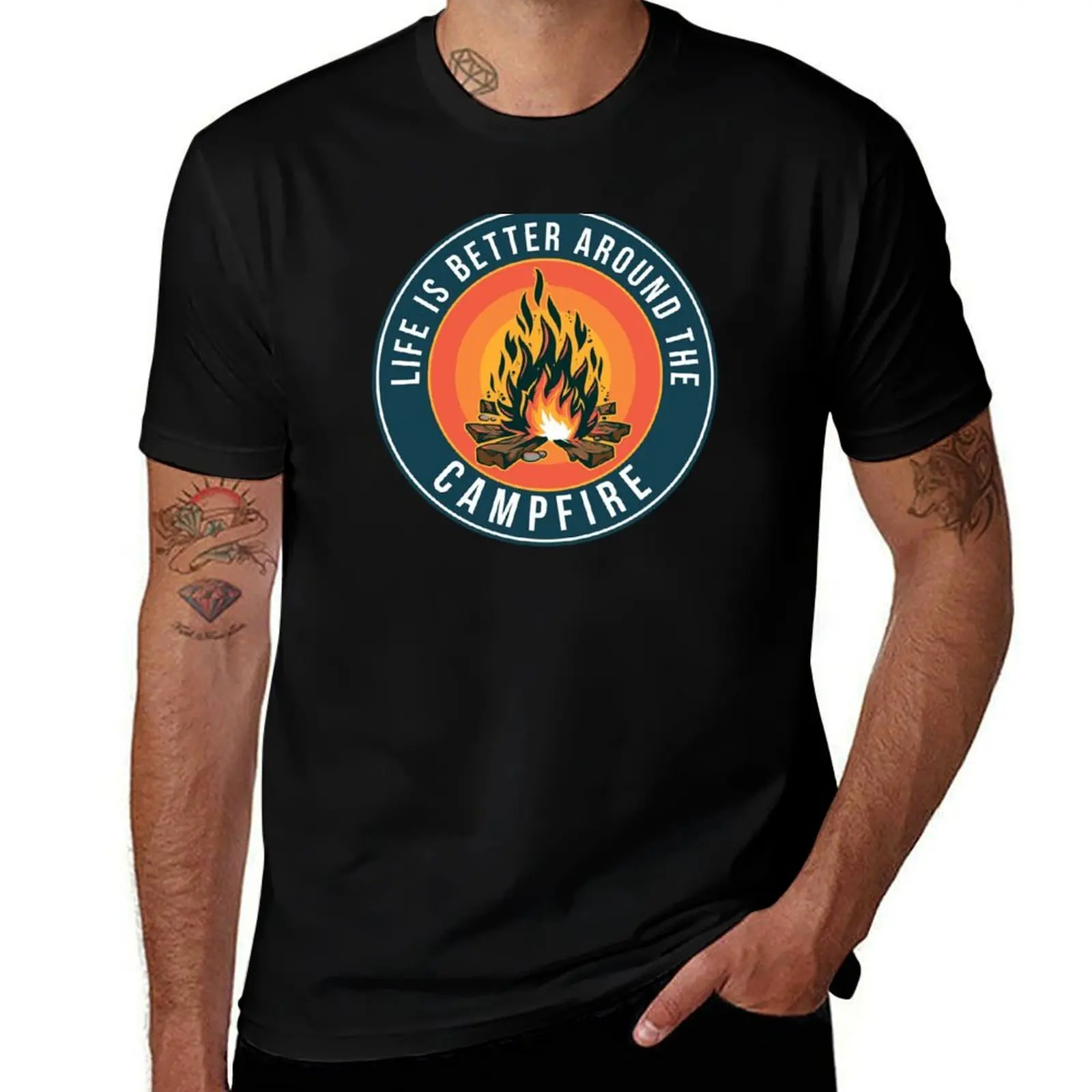 Campfire T-Shirt Casual Basic Short Sleeve T-Shirt