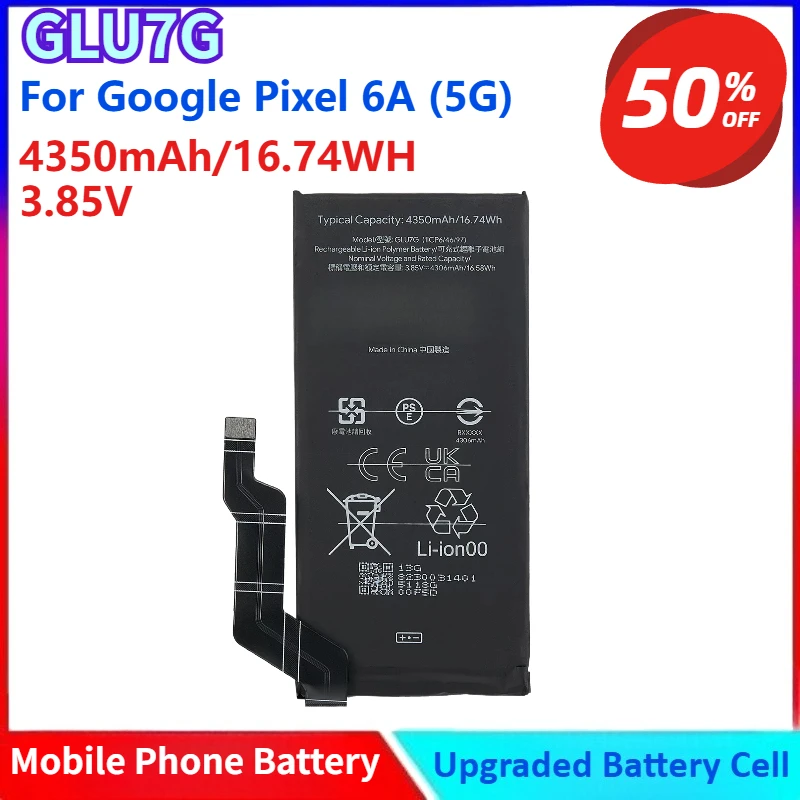 جديد 3.85 فولت 4350 مللي أمبير/16.74WH GLU7G بطارية ليثيوم أيون بوليمر قابلة للشحن لجوجل بكسل 6A (5G) بطارية بديلة للهاتف المحمول #1