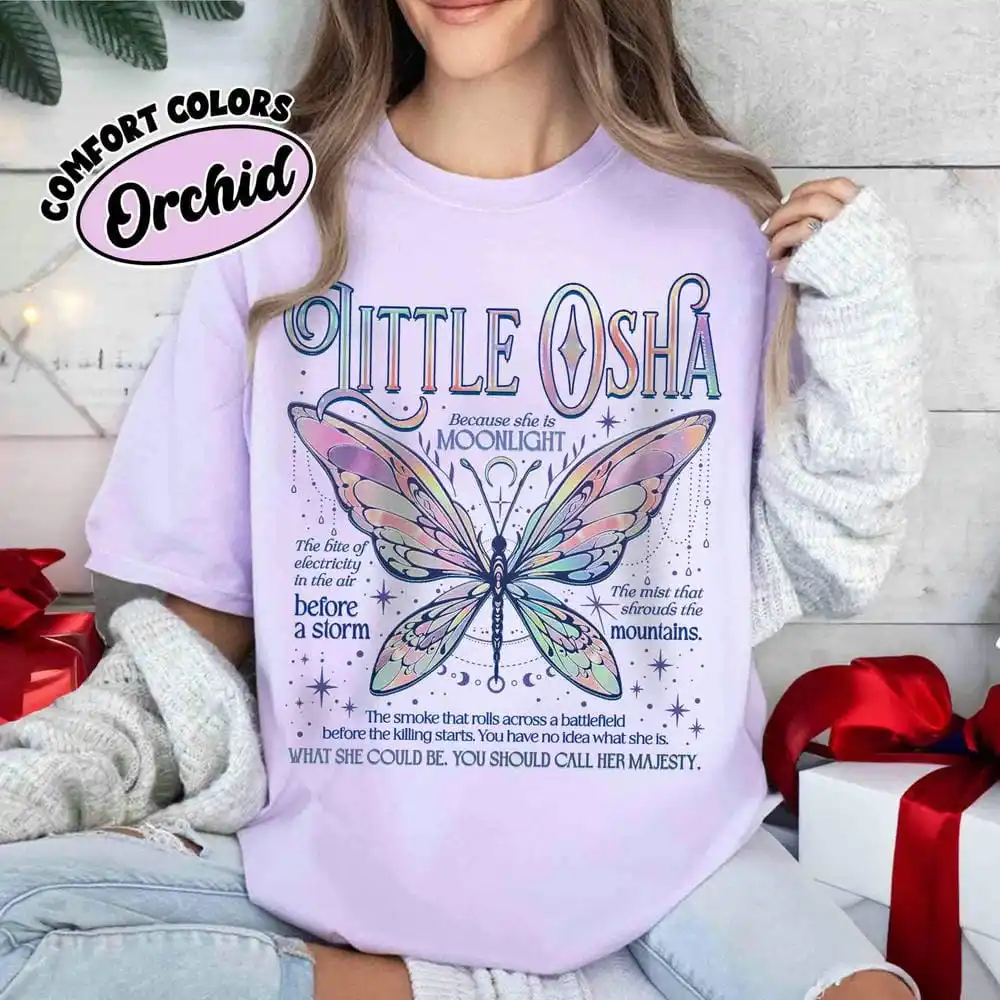 Vintage Little Oshaผีเสื้อComfortเสื้อผู้หญิงQuicksilver Callie Hart Unisex Teeผ้าฝ้ายY2K Topทุกวันอินเทรนด์Streetwear