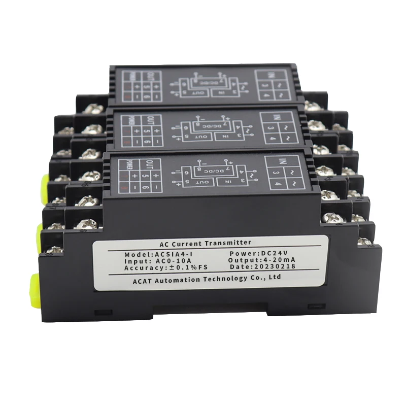 

AC Current Transducer 0-1A 0-5A 0-10A to 0-10v 0-5v 4-20mA RS485 Output 35mm Din Rail AC Current Transmitter Isolated Module