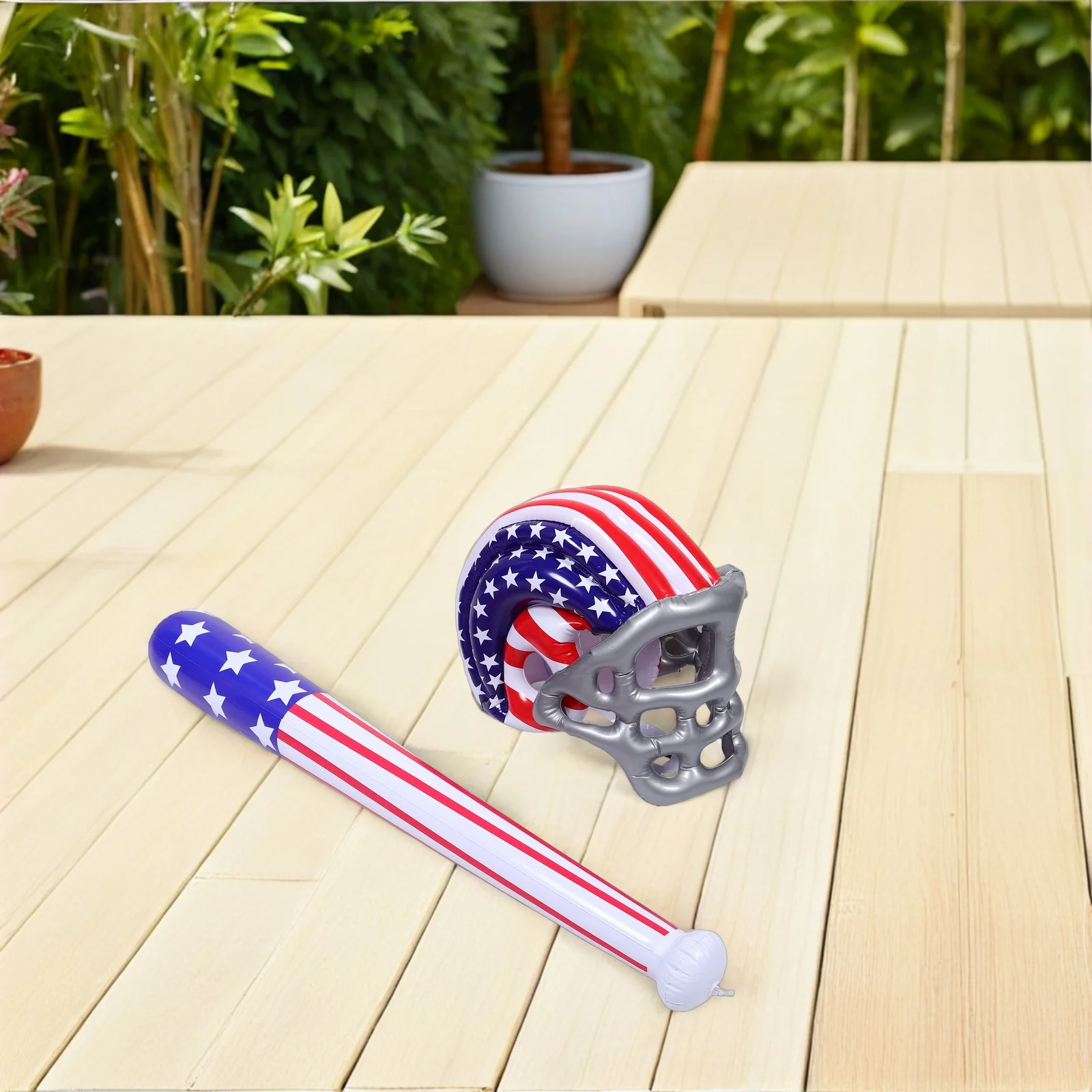 1 ensemble de chapeau de chauve-souris gonflable pour enfants, ensemble de Baseball, conception de drapeau américain, batte de Baseball gonflable pour fête à thème sportif, fête de carnaval à la piscine