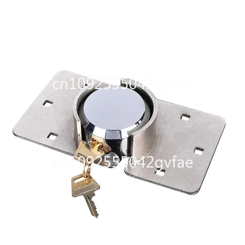 Round Steel Lock with Base, Trailer Tailgate Lock with Key, Universal Container Warehouse Lock Hook and Padlock Kit