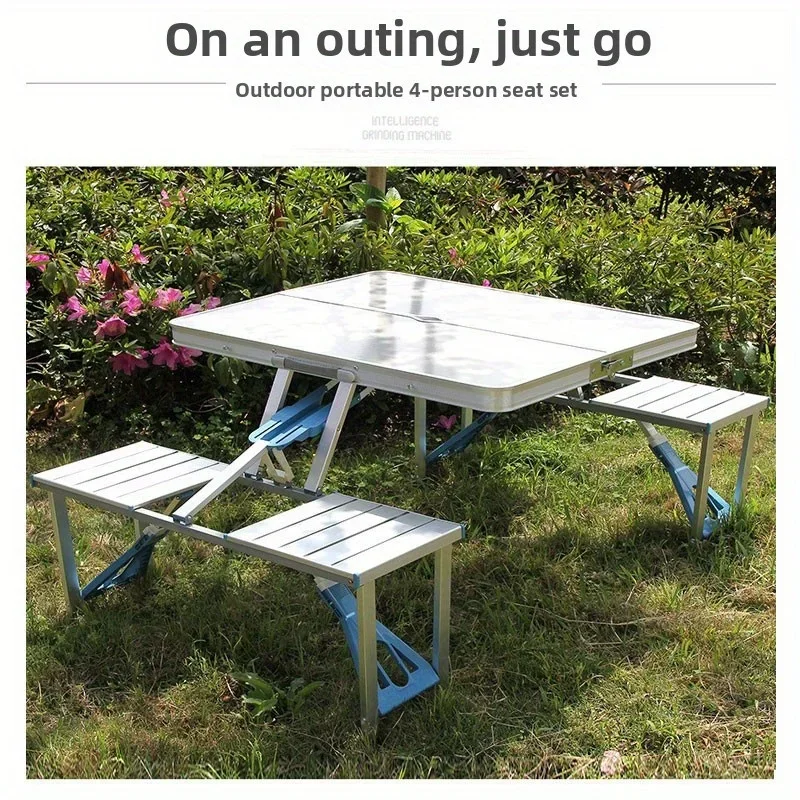 Foldable Table with Chairs for Outdoor Use Camping BBQ Picnic Portable Compact Design No Assembly Required Durable and Sturdy image 2