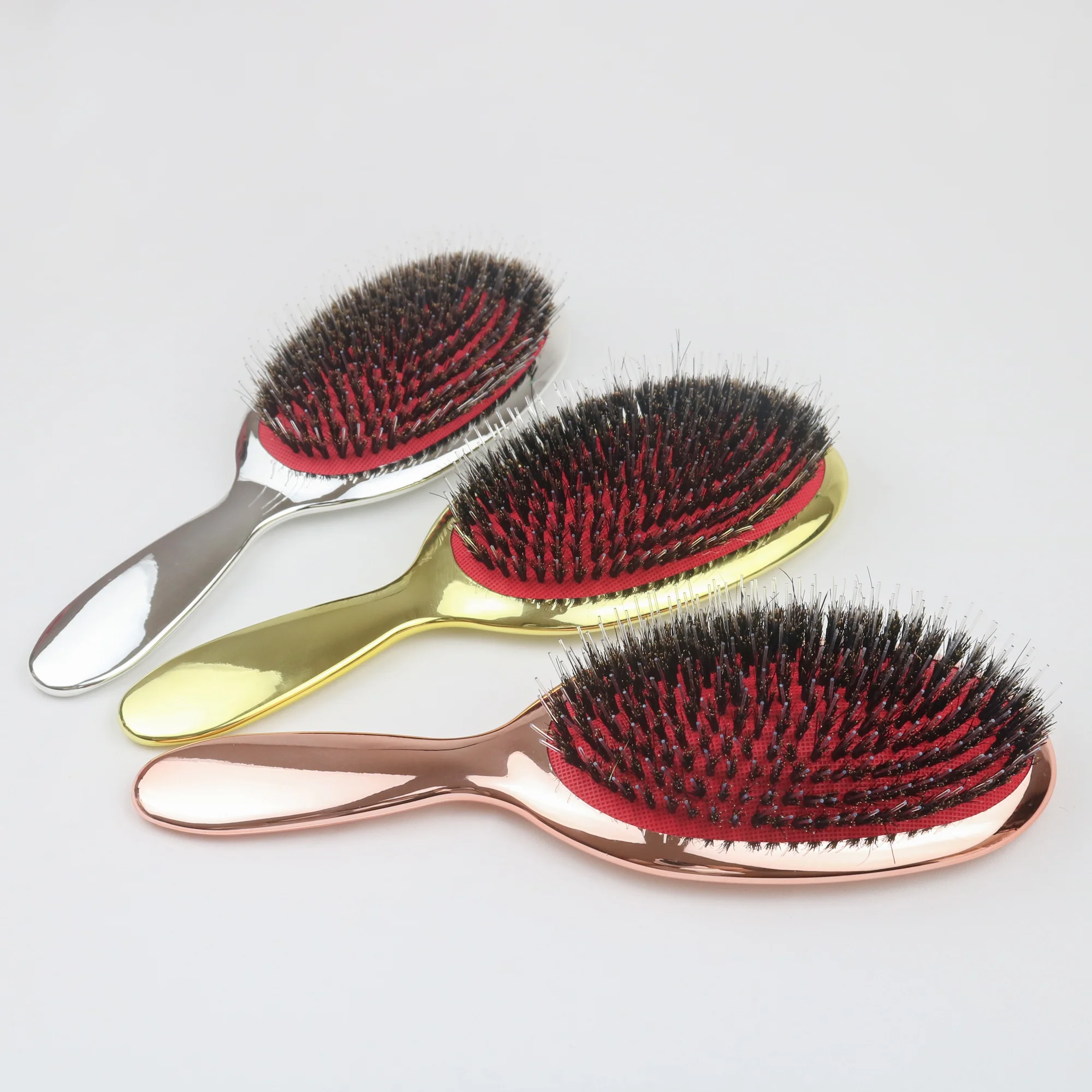 Luxury Gold And Silver Color Hairbrush For Women Long Curly Hair Hair Extension Comb Boar Bristle Paddle Detangling Hair Brush