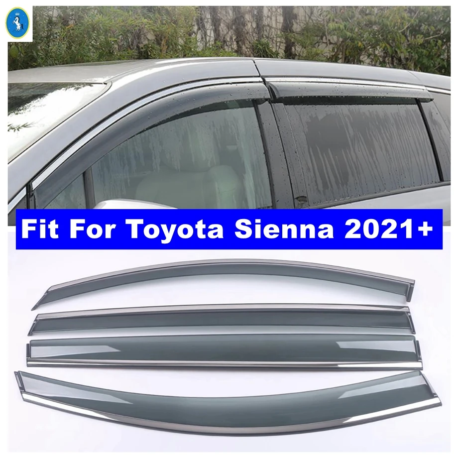 

Side Window Vent Visor Sun Rain Deflector Guard Awning Shelter Adhesive Cover For Toyota Sienna 2021 - 2023 Window Accessories