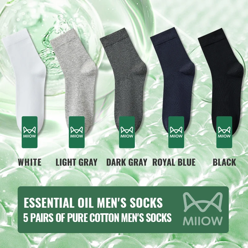 MiiOW Foot Anti Dry Crack Essential Oil Skincare Socks Artemisia Gulong Perfume Sock Deodorant Cotton Stocking Business Black