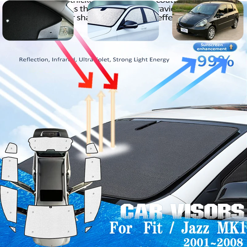 

For Honda Fit Jazz Accessories 2001~2008 2005 MK1 Car Front Sun Window Visors Sunshade Sun Visors Covers Anti-UV Car Accessories