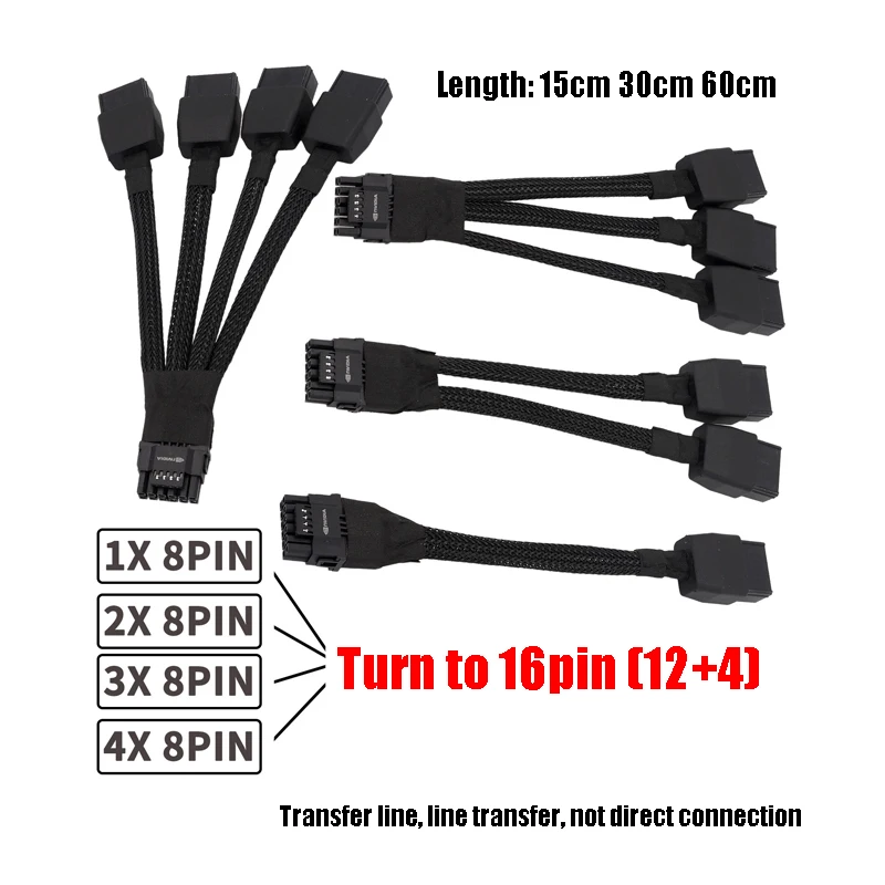 8Pin auf 16Pin Grafikkarte Power Karte 1x8pin 2x8pin 3x8pin 4x8pin Buchse auf 16pin Grafikkarte Kabel Adapter Für RTX4090
