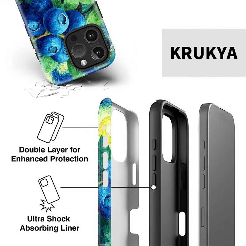 Krukya حافظة لهاتف آيفون 16 15 14 Plus 13 12 11 17 Pro Max XS X XR SE 2022 غطاء كمبيوتر بطبقة مزدوجة من الأكريليك