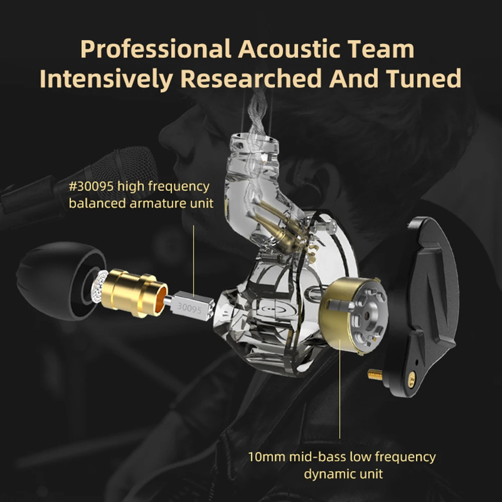 KZ ZSN PRO X HIFI Bass سماعات أذن 1BA + 1DD مراقبة التكنولوجيا الهجينة سماعة إلغاء الضوضاء 3.5 مللي متر جاك لموسيقى الألعاب الرياضية #4