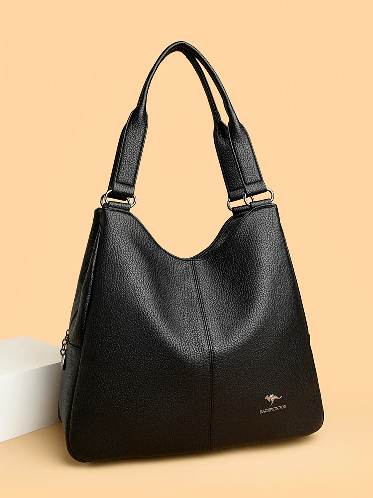 

Large Capaci Soft Leather oulder Bag for Middle-Aged Women Simple Versatile Arm Bag Casual Buet ape Zipper Closure