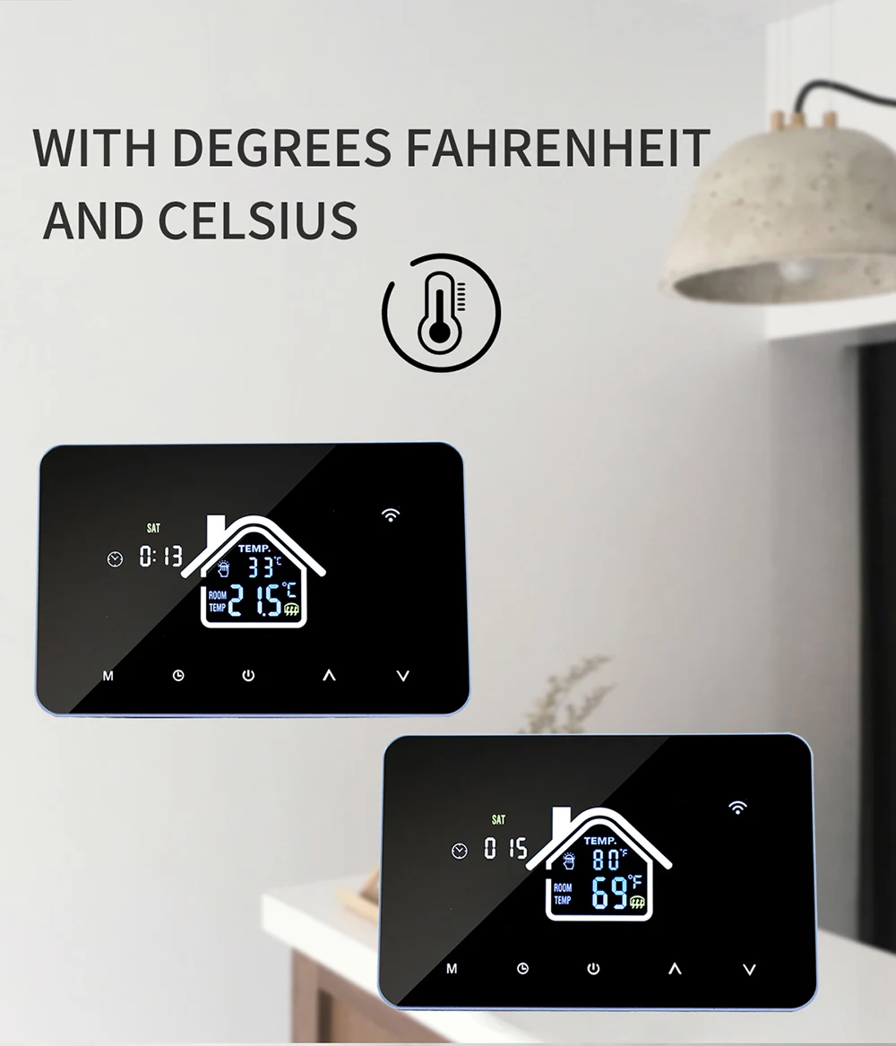 Aubess สมาร์ท WiFi Thermostat 4.3นิ้วหน้าจอสีทำความร้อนความร้อนน้ำ/หม้อไอน้ำอุณหภูมิ Controller สำหรับ Tuya Alexa