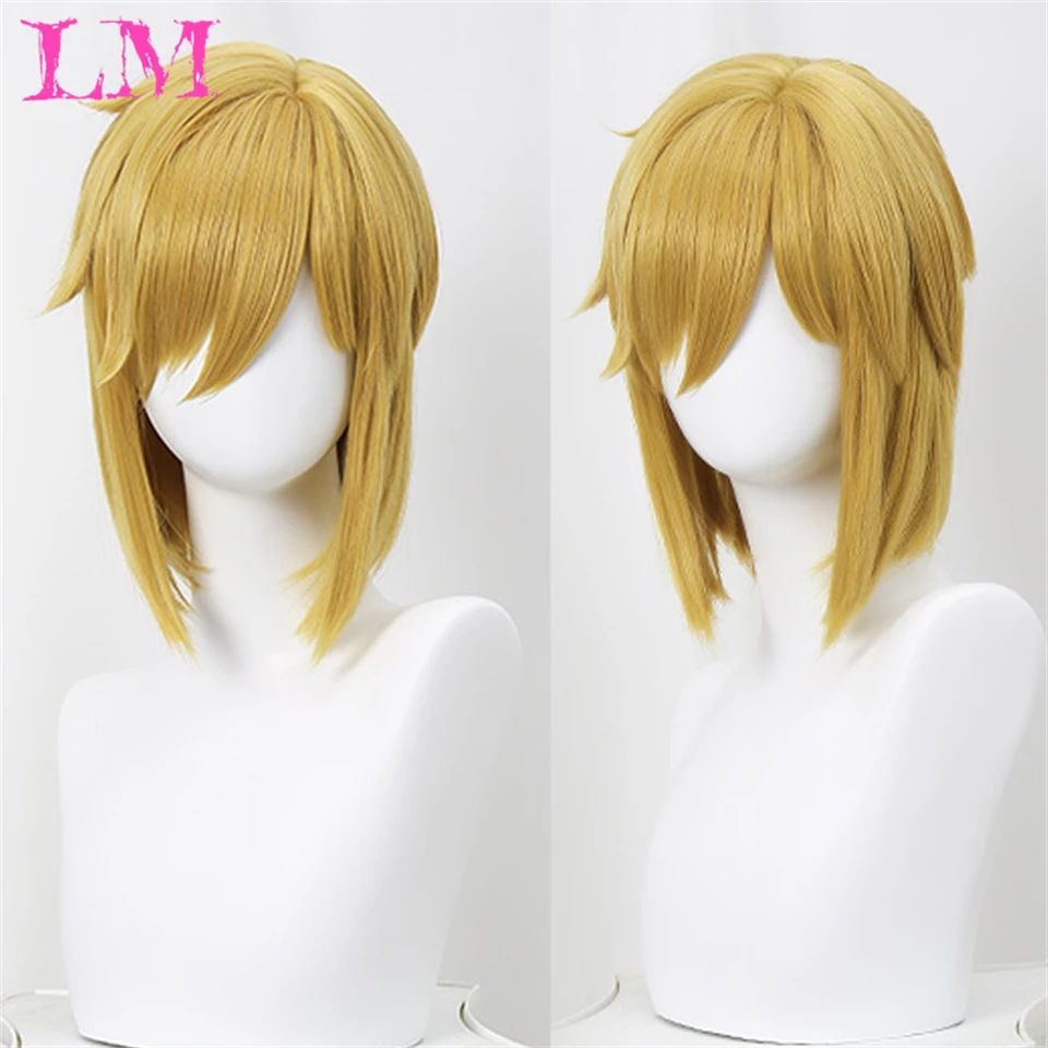 LM Synthetic Cosplay Wig Mullet Head Wig Natural Black Red Gold High Quality Wig For Boy Short Short Straight Wolf Tail Fake