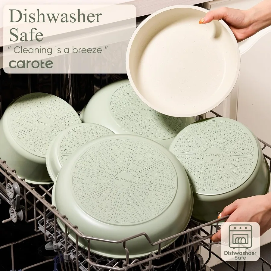 19-Piece Nonstick Cookware Set with Detachable Handles for Induction Stovetops Oven-Safe Kitchen Cookware Set Perfect for RV Li