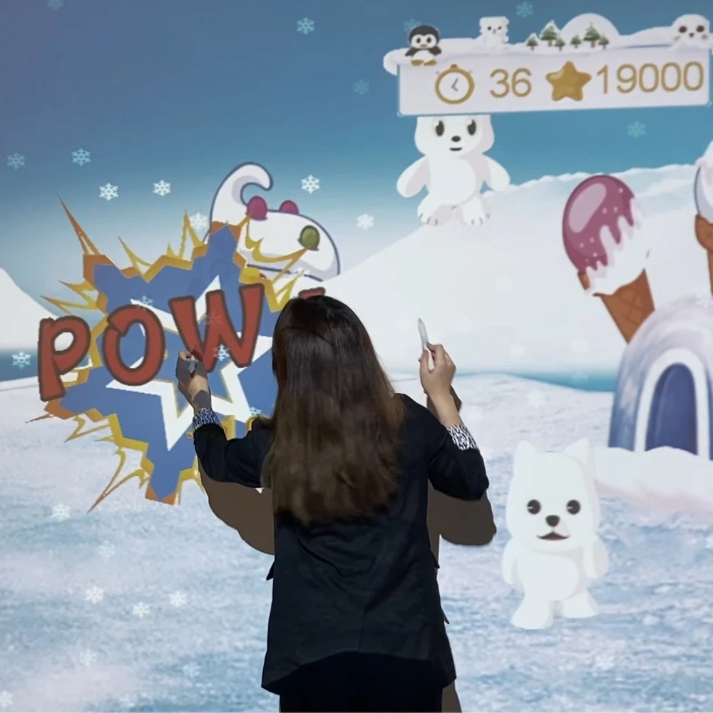 نظام ألعاب احترافي بشاشة تعمل باللمس، لعبة حائط ملعب للأطفال مناسبة للمدارس والتسوق م