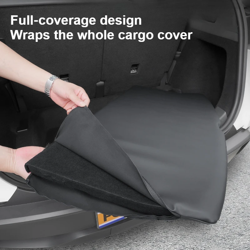 Cargo Cover For Tesla 6-Seater ModelYL YL Trunk PU Leather Skin Sleeve Sueded Protective Pads Zipper‑style Design Fully Wraps