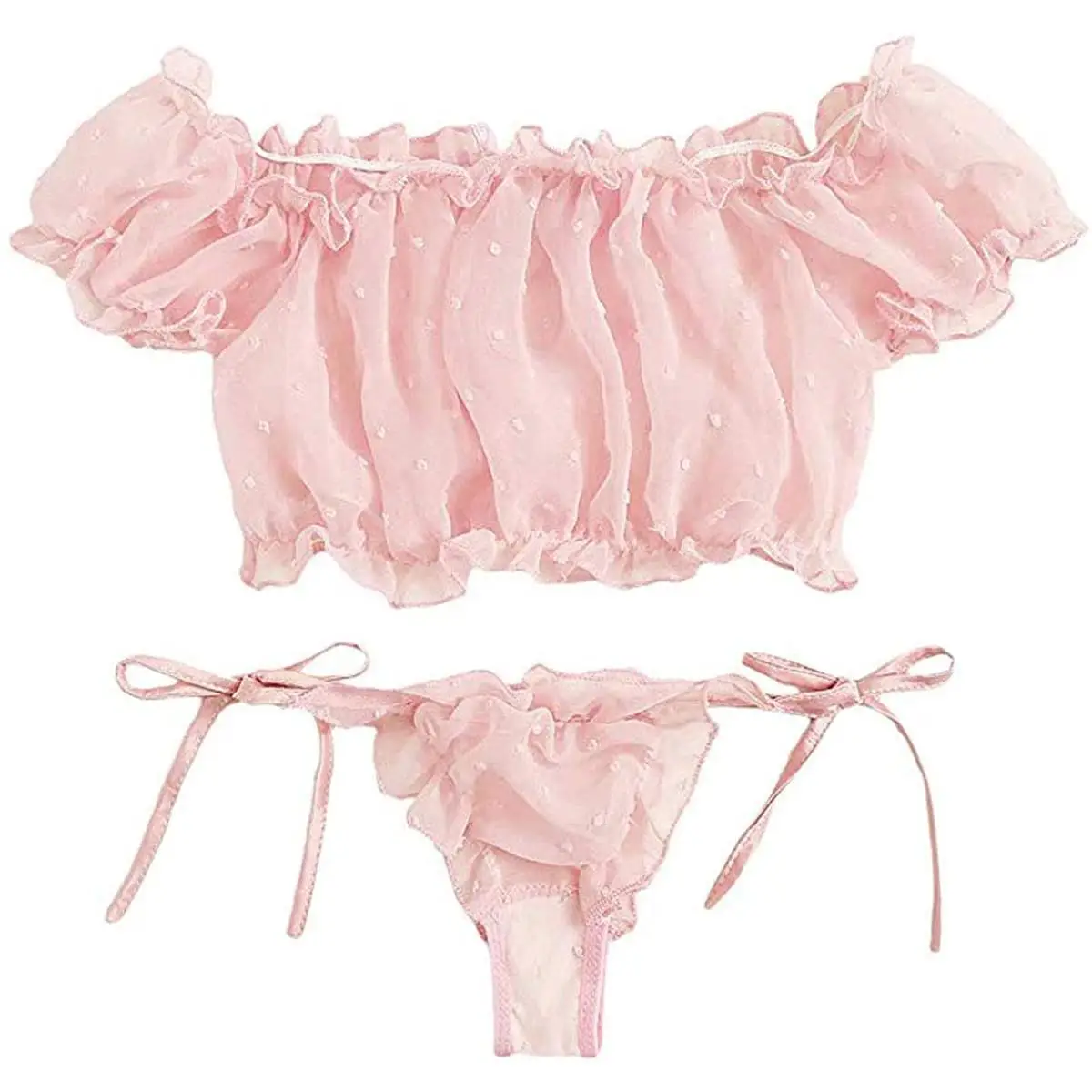 Pure Color Lace-Up One-oulder Bikini Swimwear ter Ne Seven-Sve  Collar Tee-Piece Set for Women 8-25 Years Old view 3