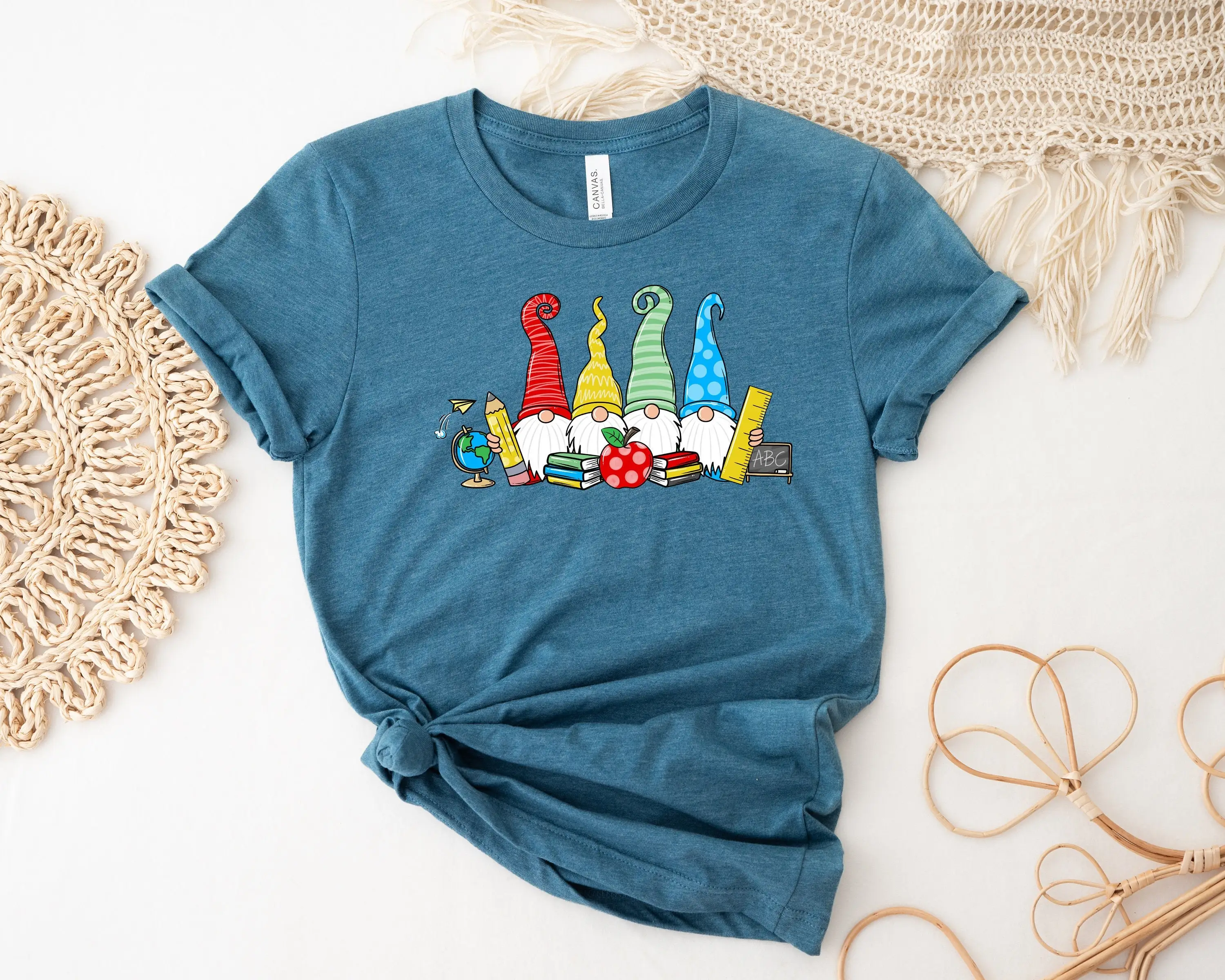 Teacher Gnomies T Shirt School Gnome Cute Rainbow Back To First Day Of