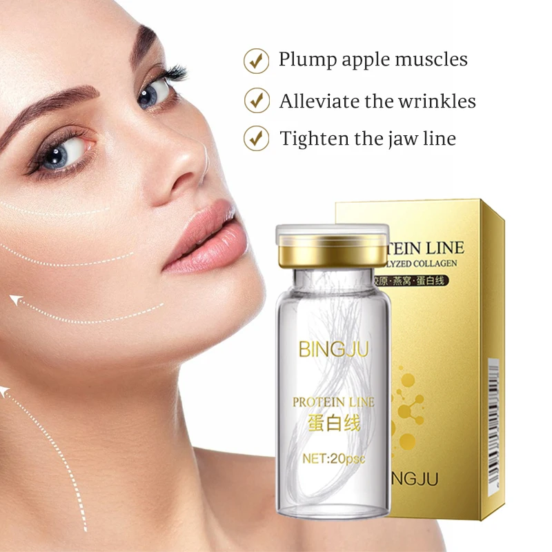 

Facial Essence Protein Gold Collagen Сыворотка для лица против старения, укрепляющая кожа, питательный набор протеиновых ниток для лица