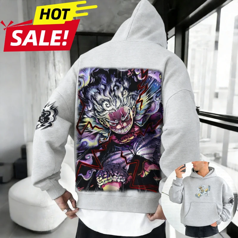 Sudadera con Capucha Nika Luffy Anime One Piece Harajuku Streetwear para Hombre, Sudadera Vintage de Invierno para Mujer, Sudadera con Capucha Extra Grande de Manga Larga