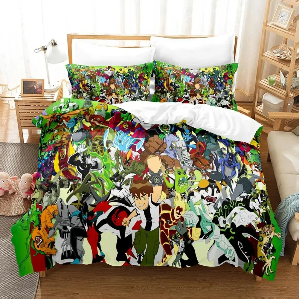 Cartoon Teenage Hacker Ben Bedding Set Boys Girls Twin Queen Size Duvet Cover Pillowcase Bed Kids Adult Home Textileextile