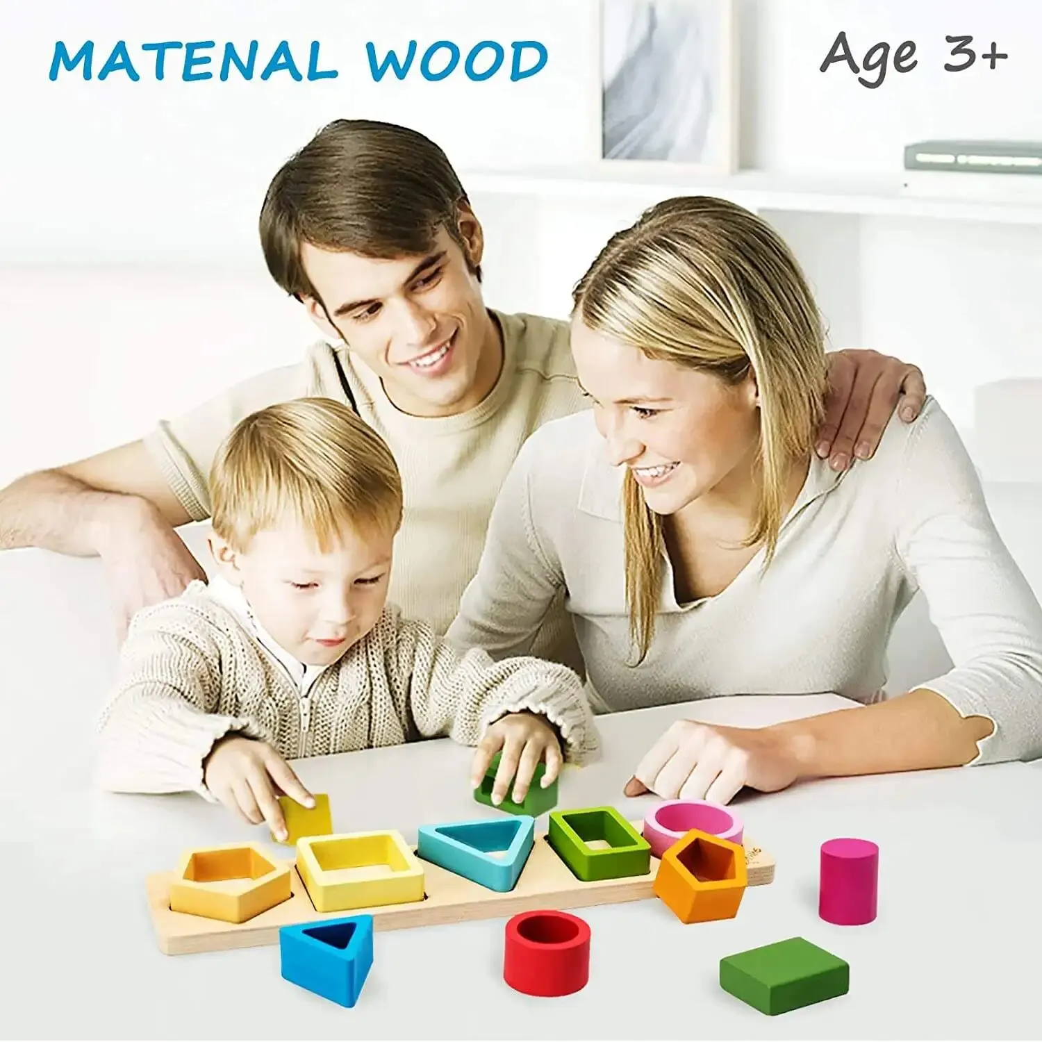 Juguete de pila de categoría de madera para niños, instrumento de clasificación de forma de Color, rompecabezas educativo