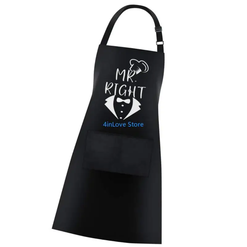 T4MD MR 및 Mrs 주방 앞치마 한 쌍 폴리에스테르 직물 조절 가능한 넥타이 의류