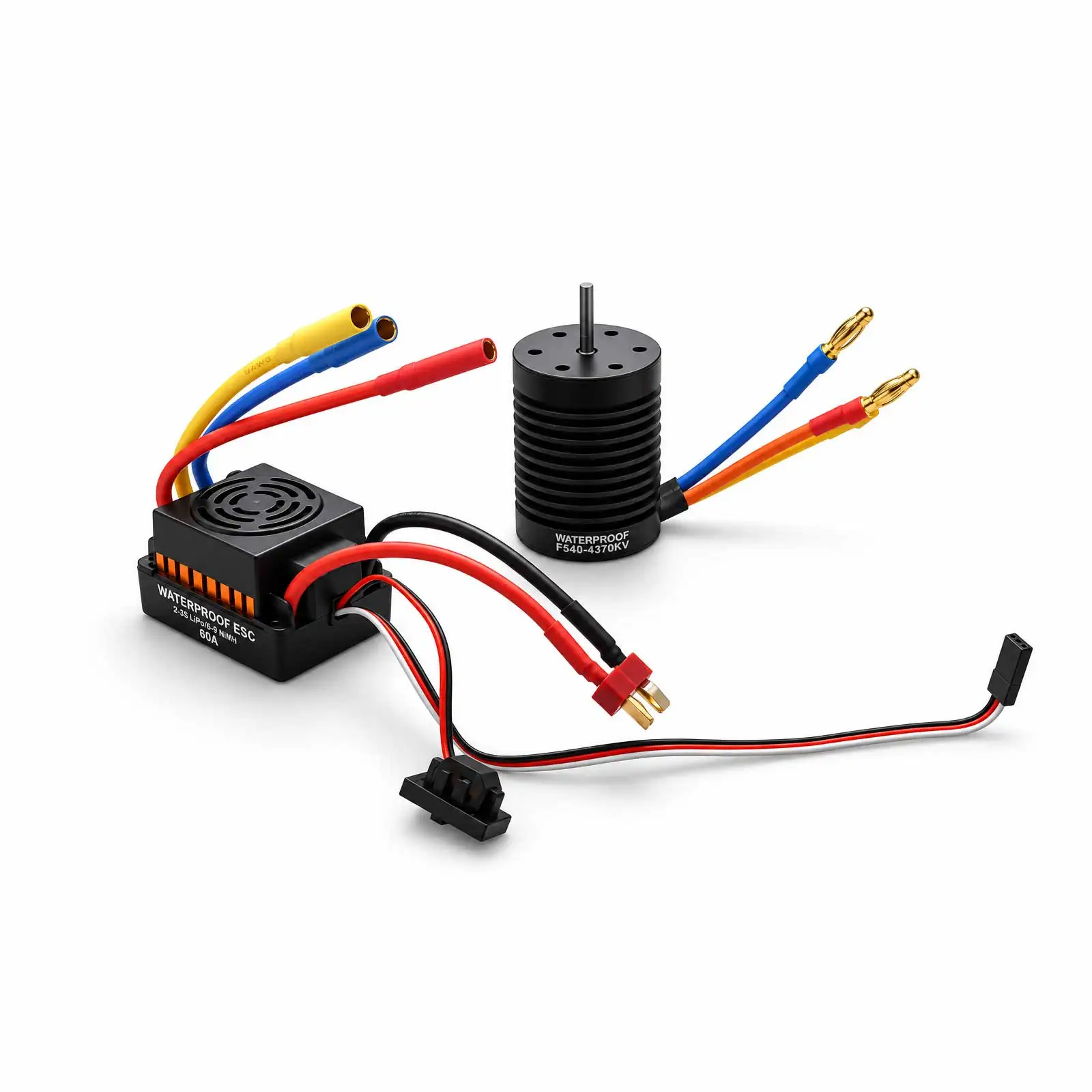 Waterproof F540 4370KV 4 Poles 12 Slots High-Torque Motor With 60A ESC Combo Set For 1/10 1/12 Scale RC Car Off-Road Car