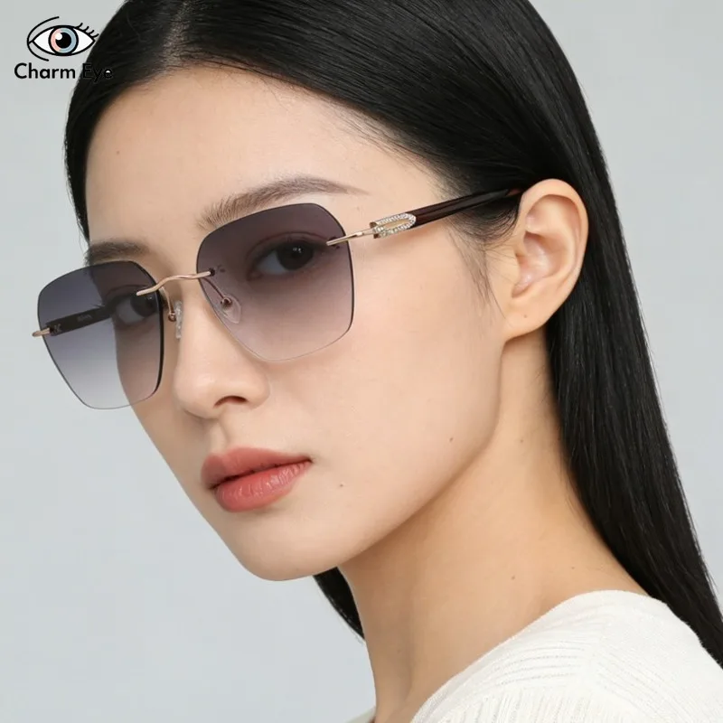 new-pure-titanium-women's-sunglasses-nylon-hd-borderless-myopia-eyewear-1103-men's-fashion-trend-large-frame-polygon-sun-glasses