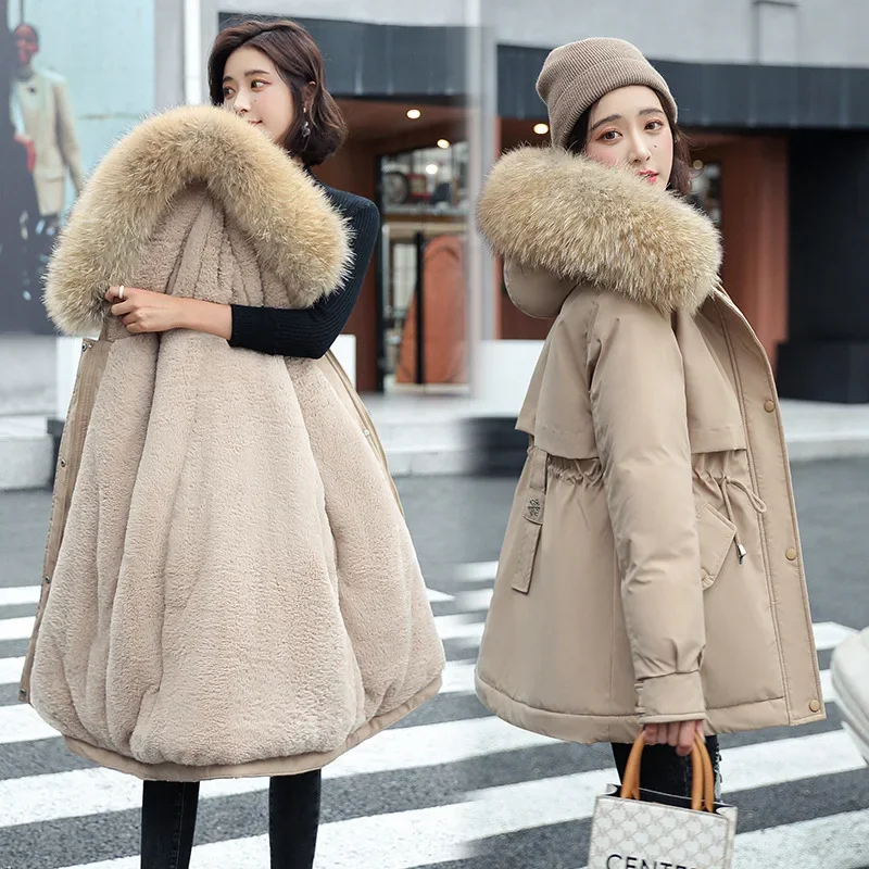 

2024 Long Straight Winter Coat Women Casual Down Jackets Slim Remove Hooded Parka Oversize Fashion Outwear Plus Size QY62