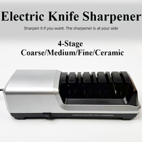 NEW H1199 4-Stage Electric Knife Sharpener – Coarse/Medium/Fine/Ceramic, Diamond Wheel for Kitchen/Chef/Hunting